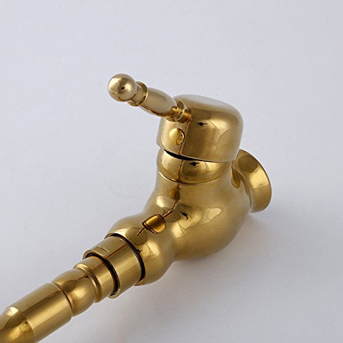 Retro bronzen keukenkraan - antiek messing koperen mengkraan met één gat en telescopische sproeier (retro brons - antiek