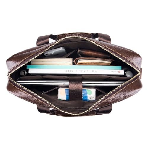 Men's Messenger Bag,Waterproof Vintage Genuine Leather Briefcase Large Leather Computer Laptop Bag Rugged Satchel3