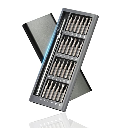 Juego de destornilladores de precisión, 25 en 1, mini destornillador magnético, kit de herramientas para smartphone, reloj, gafas, PC, MacBook, caja de almacenamiento con cierre magnético Cover
