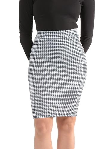 Pretty Fashion Falda lápiz Lisa con Cintura elástica separada Falda Midi para Mujer Aproximadamente 25 Pulgadas hasta la Rodilla Falda para Mujer Talla Grande Curva Reino Unido 8-22