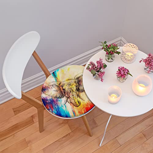 Abstract Tribal Elephant Memory Foam Seat Cushion, Tribal Elephant Round Chair Pad Soft Stool Cushion For Home Office Sofa Car, Diameter 14.5 Inch #TOP3