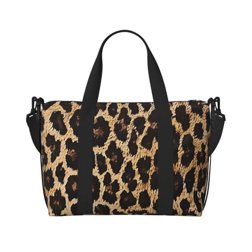 Leopard Print Printed Travel Duffel Bag for Men Women Shoulder Weekender Overnight Bags for for Beach Swim Sports Gym