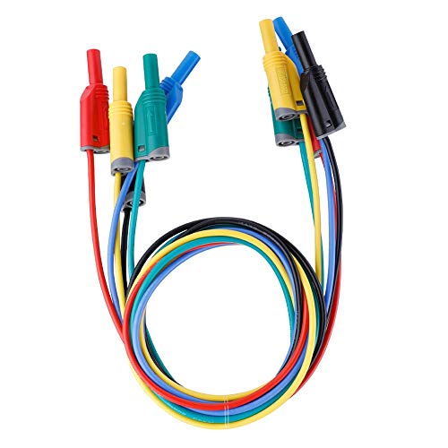 Image of Oumefar Banana Plug Silicone Test s Kit 5pcs 4mm Banana Plug Safety Stackable Wire Stack Test Flexible Wire s for Multimeter 1M