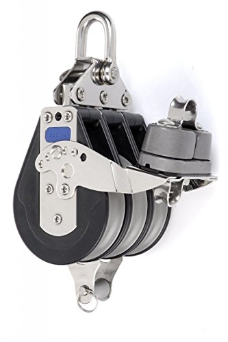 Nautos #92137-Classic line 75 MM -Triple Fixed with Aluminum CAM and Becket - 75 mm sheave-Long Lasting Characteristics.Sailboat Block