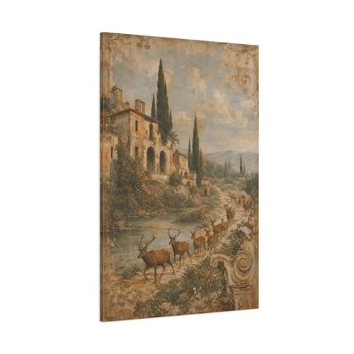 Toile grand format style fresque délavée pour décoration murale de luxe