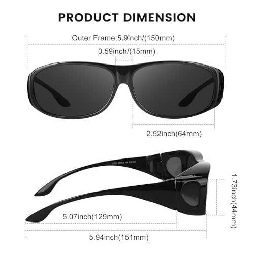 Anti Glare Polarized Fit Over Sunglasses for Men and Women Black Frame3