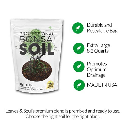 Large Bonsai Soil Premium All Purpose Blend | Pre-Mixed Ready To Use For Plant Support And Fast Drainage | Lava, Limestone Pearock, Calcined Clay And Pinebark | Extra Large 8.2 Quarts | Made In Usa #TOP1