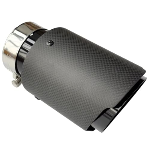 Punta de escape de coche en acero inoxidable negro y fibra de carbono mate de 51mm a 101mm