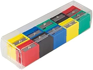 Milan – Box 20 Pencil Sharpener Plastic Assorted Colours (Red, Yellow, Green, Black, Blue)