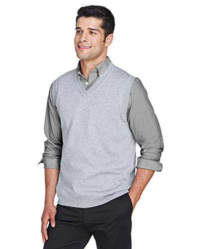 Devon & Jones Men's Full Fashioning Lighter Weight V Neck Vest, GREY HEATHER, XXXX-Large2
