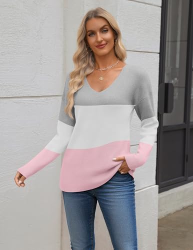 Zeagoo Women's 2025 Fall Sweaters Long Sleeve V Neck Knit Pullovers Business Casual Sweater Tops3