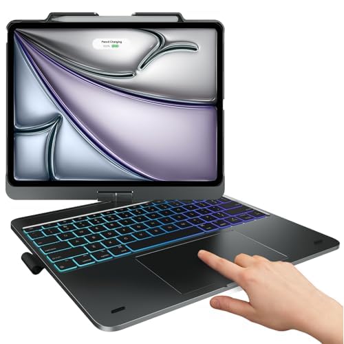 typecase Keyboard Case for iPad Air 13-inch(M4/M3/M2, 2026/2025/2024), 360° Rotatable, Multi-Touch Trackpad, 11-Color Backlit Wireless Protective Case with Pencil Holder, Auto Sleep/Wake, Sp