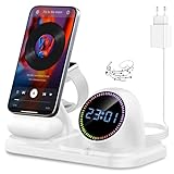 ✿【Horloge numérique et éclairage RVB couleur】 Le chargeur Apple avec éclairage dispose de 60 lumières RVB pour lire les secondes et prend en charge plusieurs modes. En mode Bluetooth, le RVB passe automatiquement en mode rythmique et les lumières dansent aux couleurs de l'arc-en-ciel au rythme de la musique. Outre le haut-parleur Bluetooth et la fonction sans fil, ce chargeur Apple comprend également une horloge. Notre horloge numérique prend en charge la fonction de mémoire en cas de coupure de courant et le passage du format 12/24 heures, afin de répondre aux besoins de chacun. Le meilleur choix de cadeau pour Noël, les anniversaires et les fêtes.