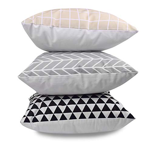 Symuitrc Throw Pillow Covers Super-Soft Velvet Modern Geometric Pillowcase Throw Cushion Cover For Bed Couch Sofa Office Decor Set Of 2, 18 × 18 Inch Black Triangle #TOP3
