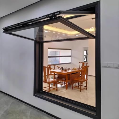 Ventana plegable de aluminio personalizada, ventanas corredizas plegables con cerradura, ventanas residenciales pesadas, ventana de servicio corrediza vertical,23.6x31.5in/60x70cm