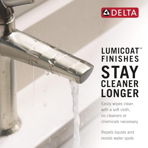 Image of Delta Bonacci Chrome Bathroom Faucet 3 Hole, 8 Inch Widespread Bathroom Sink Faucet for Vanity, Metal Push-Pop Drain Assembly, Lumicoat Chrome 3545-PR-DST