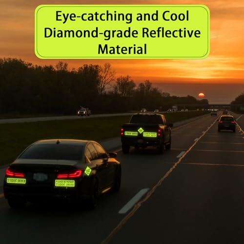 Image of PEUTIER 3pcs Student Driver Magnets, Please Be Patient Student Driver Sticker Reflective Bumper Stickers New Student Driver Magnetic Sign Road Safety Sign for Car (Green), Medium