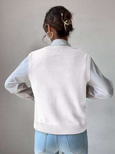 Image of Womens Sweater Vest Sleeveless Cotton Casual V Neck Pullover