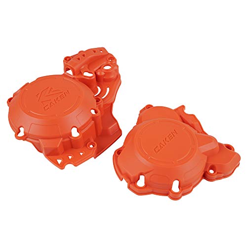 Nicecnc Orange Front Brake Disc Rotor Guard & 2T Engine Clutch Ignition Cover Protector Kit Compatible With Ktm Xcw Exc 125 200 250 300,See Fitment #TOP7