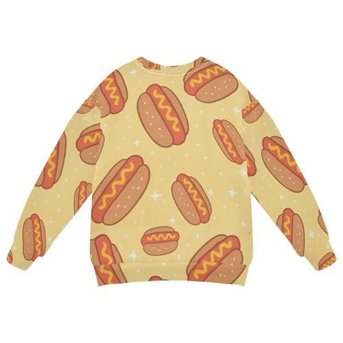 JUNZAN Hot Dog Bun Yellow Big Girls Hoodie Sweatshirt Fleece Outerwear for Kids Party 4T2