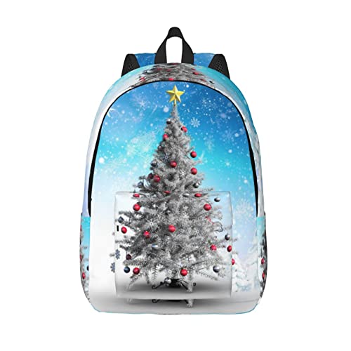 Sac à dos bleu floral S pour homme et femme, cartable classique résistant à l'eau motif sapins
