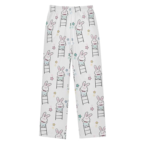 Boys' Pants Cute Cartoon Rabbit Star Long Bottoms Jogger Pants Elastic Waist Trousers with Pockets S-XL