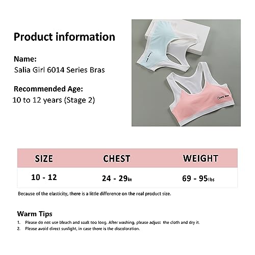 Salia Girl Cotton Training Bras For Girls 10-12 Sports Seamless Racerback Training Bralettes With Removable Padding - 4 Pack #TOP1