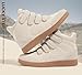 LUCKY STEP Women's High Top Fashion Sneakers Casual Hidden Height Insole Shoes Gum Rubber Sole Ankle Boots Hook-and-Loop Walking Shoes(Beige,8.5)