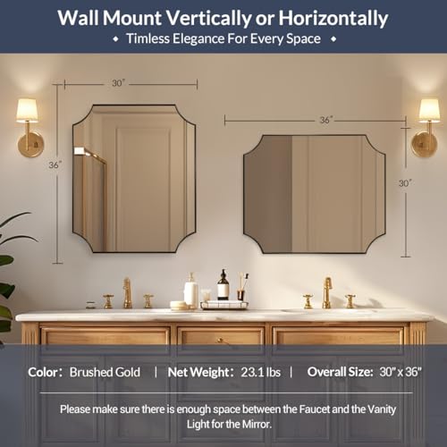 Image of MIRRORART Scalloped Black Bathroom Mirrors for Wall, 30x36'' Mirror