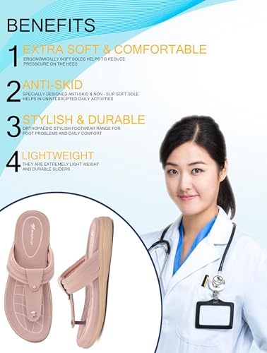 Image of HEALTH FIT EXTRA SOFT Women's Comfortable Memory Foam Doctor Slippers /Flip-Flops|Fashionable Casual & Stylish|Lightweight & Breathable|Outdoor Synthetic Casual Chappals Sandals Ladies & Girls HF28