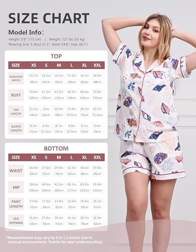 Image of NAP BOUND 100% Cotton Pajamas for Women Sets 2 Pieces Pjs Button short sleeves with Pockets Soft Sleepwear Loungewear XS-XXL