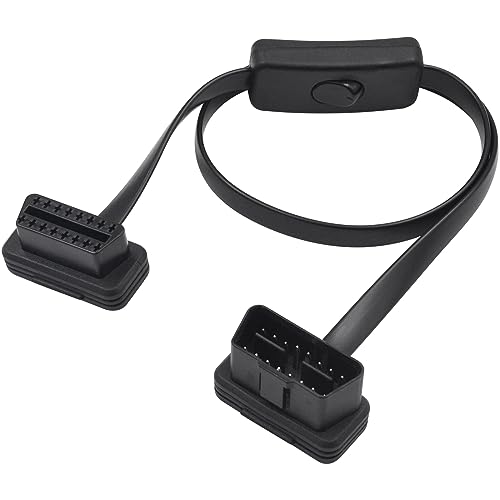 Duttek Right Angle OBD2 Extension Cable, Ultra Slim 16pin Male to Female OBD2 Port Flat Cord with...