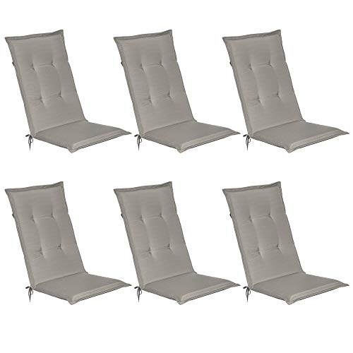 Beautissu 6er Set Gartenstuhlauflage 120x50x6 cm Loft HL Hellgrau –...