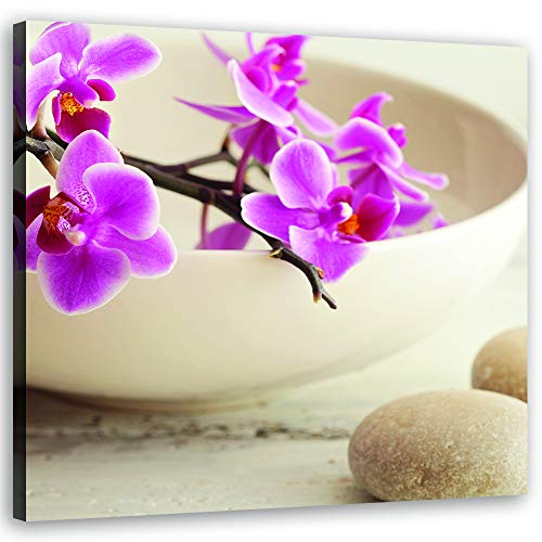 Feeby Cuadro en Lienzo Orquídea Calidad fotografica SPA Beige 80x80 cm