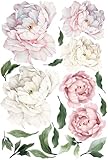 Murwall Peony Wall Decal Large Peonie Wall Sticker Kids Flower Wall Decals Watercolor Floral Removable Peel n Stick for Kids Livingroom