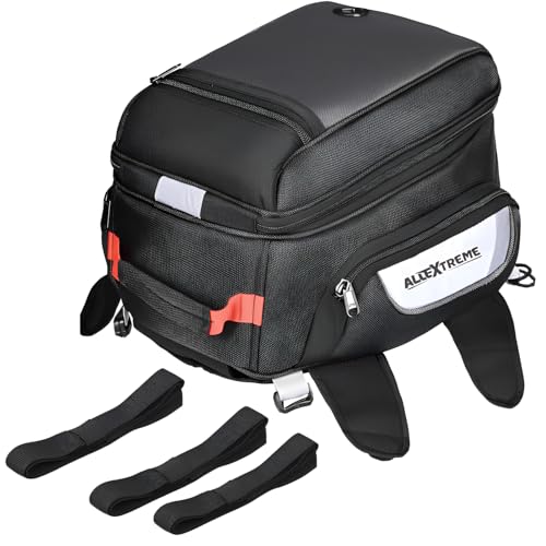 Image of Allextreme 22L Magnetic Tank Bag for Bike | Durable Motorcycle Storage with Rain & Dust Cover, Strong Magnets, Straps & Multi-Pocket Design | Universal Bag for Daily Riding & Travel (Black)