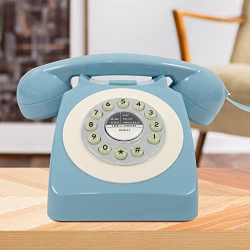 Benross 44540 Classic Retro Telephone / Vintage Style Corded Phone / Classic Ringer Sound / Push Button Dialling / Redial Function / Easy Setup / Blue