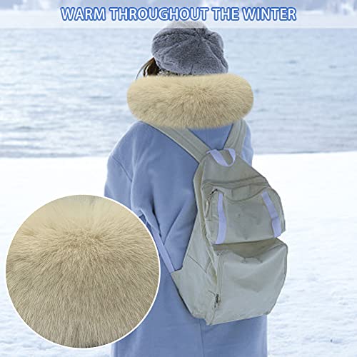 Winter Faux Fur Collar Scarf,75cm Faux Fur Fox Scarf Women's Shawls Hood Removable Elegant Faux Fur Hood for Winter Coat Jacket,Brown4