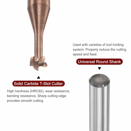 Image of HARFINGTON T Slot End Mill Milling Cutter 3mm Cutting 1.2mm Depth 4mm Shank Solid Carbide Titanium Coated 4 Flutes for Stainless Steel Alloy