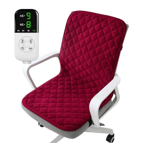 IFIKK 45x90cm Coussin de siège chauffant électrique Chaise de bureau Tapis chauffant Smart Timer Coussin chauffant d'hiver Dossier intégré