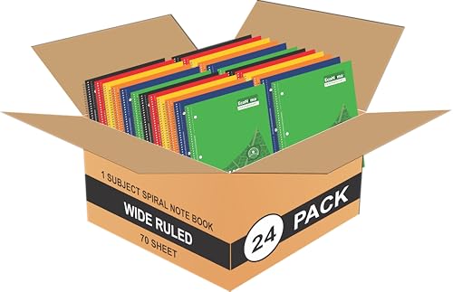 ECONAMA Subject Book Spiral Notebook Pack of 24 Wide Ruled