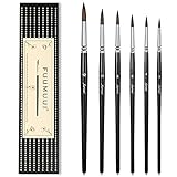 Squirrel Hair Watercolor Brushes, Fuumuui 6pcs Detail to Mop Watercolor Brushes Round Pointed Paint...