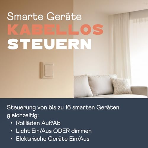 HOMEPILOT - Interruptor de pared Smart 1 grupo | Controla fácilmente dispositivos Smart Home. Para luces, calefacción o persianas. 1 interruptor, hasta 16 dispositivos. - imagen 2