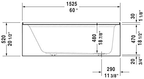 Duravit 700355000000090 Bathtub, 60\" x 30\", White