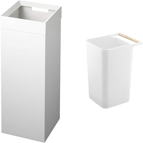 Miniatura 8 de YAMAZAKI Alloy Steel Home 4488 - Bote de basura alto con asa, tamaño único, 27 litros, color blanco