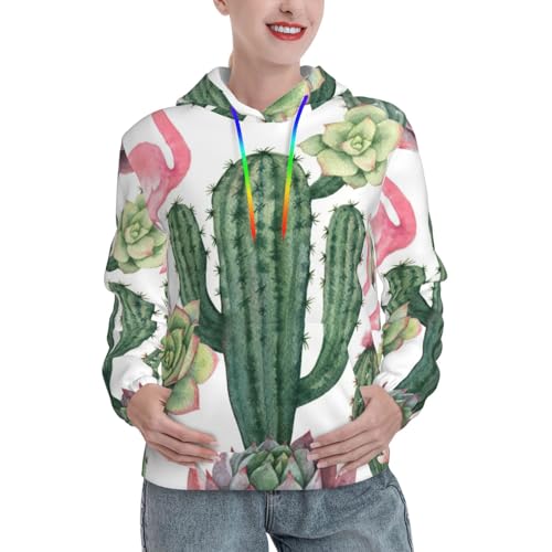 Sweat à capuche ajusté EdWal femme motif flamant rose