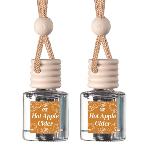 Image of C&E Craft Co Hanging Car Air Freshener Diffuser 2 Pack, Long Lasting Fragrance Oil Car Freshener, Glass Bottle Auto Air Freshener, Made in USA (Hot Apple Cider)