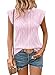 SHEWIN Cute Tops for Women Spring Fashion 2025 Trendy Casual Crewneck Cap Sleeve Tank Tops for Women Summer Tops Pink Large