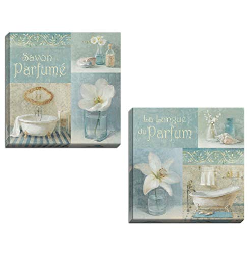 Lovely Teal and Light Blue French Clawfoot Bathtub and Floral