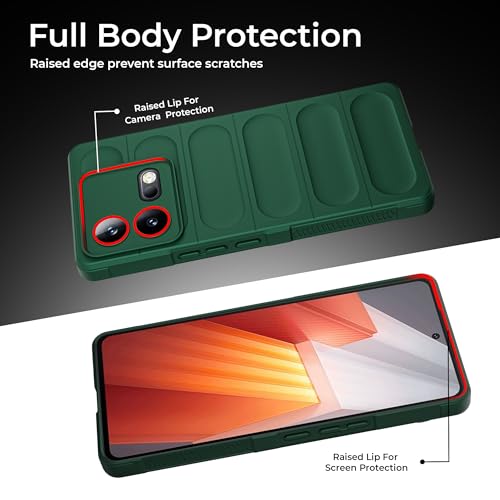 Image of A rtistque Liquid Silicone Stripes Back Cover Case for iQOO Neo 8 5G | with Camera Protection | with Inner Fabric | Anti Slip Grip | AirBag Case - Green
